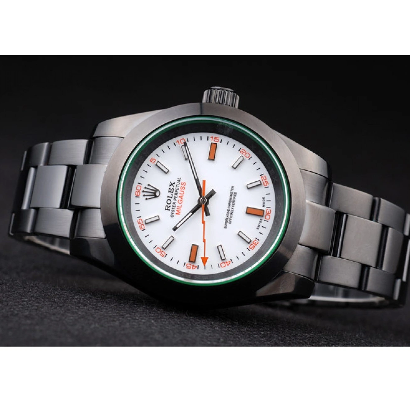 Good Copy Rolex Watches Dial Saphire Pro-Hunter Rolex Green Milgauss White Tinted 1015